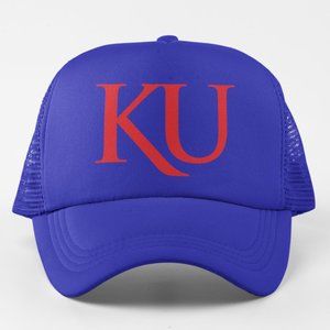 NEW Kansas Jayhawks KU Foam Trucker Snapback Hat BLUE